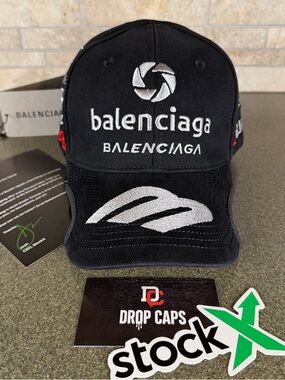 Balenciaga Black Cap with White & Red Accents